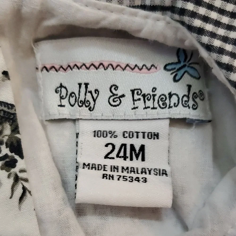 Poly & Friends Black and White Floral Toddler Dress 24 Months Formal